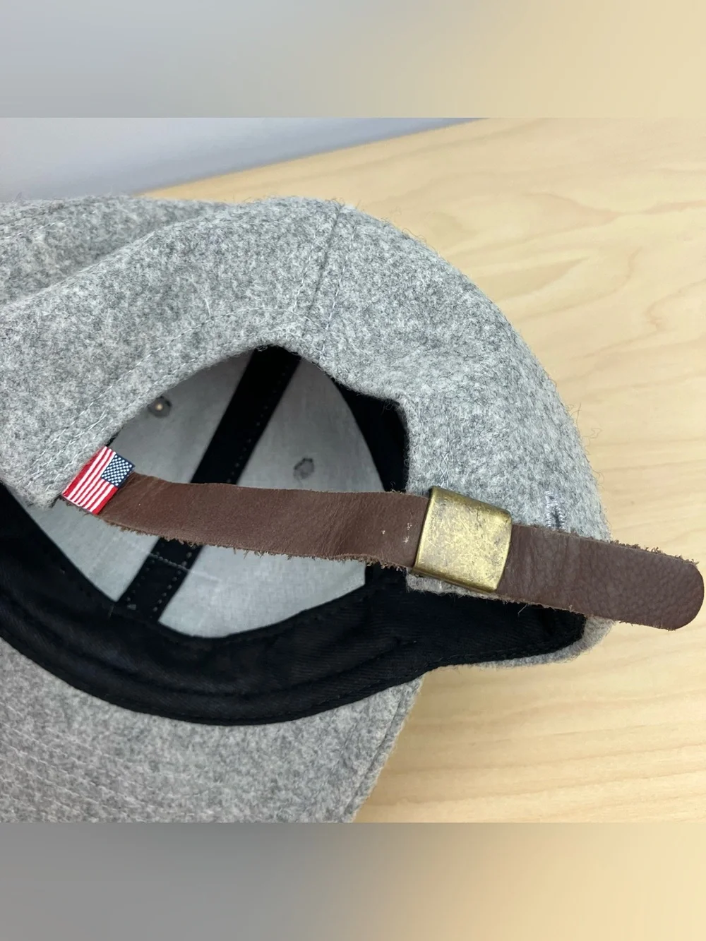 Vintage Woolrich Wool Blend Strapback Hat Gray Patch Logo Made in USA. In good c
